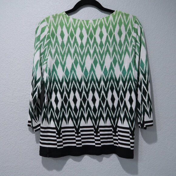 Chicos Womens Easywear Top 3/4 Sleeve Geometric Print Ombre Scoop Neck Shirt 0 - Picture 6 of 13